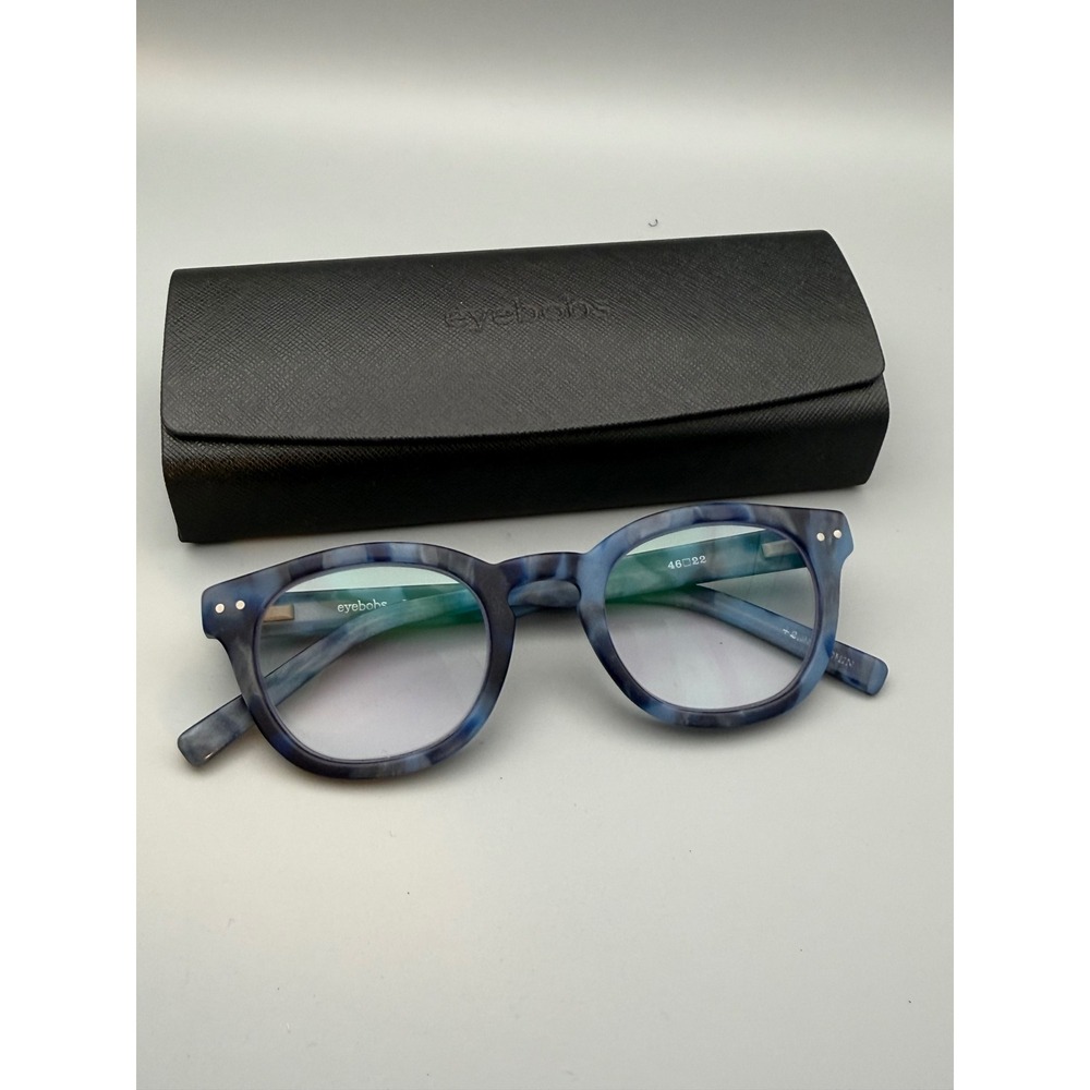eyebobs Waylaid Reading +2.25 Glasses Unisex 46-22 Blue Marble Tortoise & Case